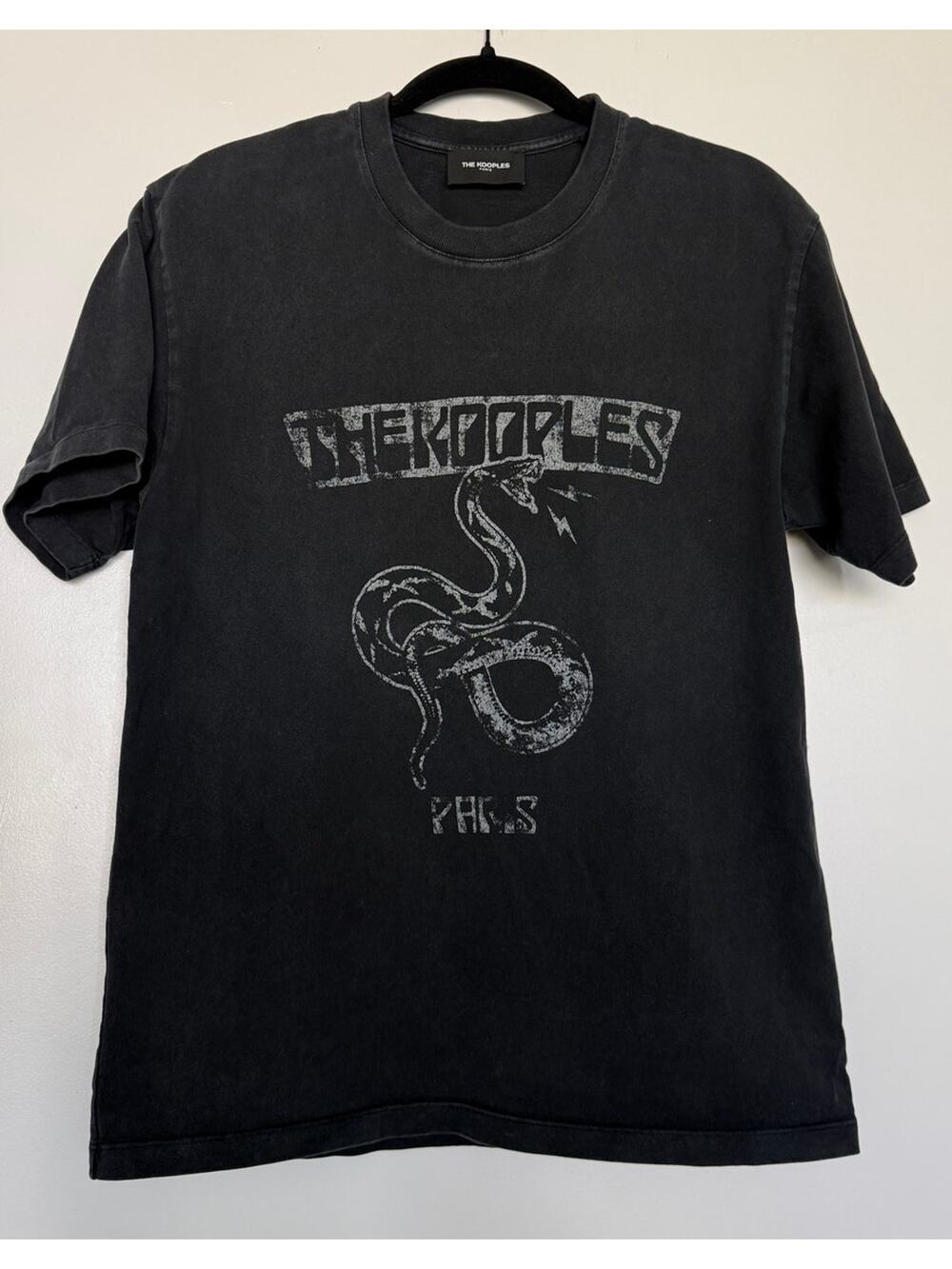 The Kooples Paris Snake Graphic T-Shirt Black No Size Tag Fits M